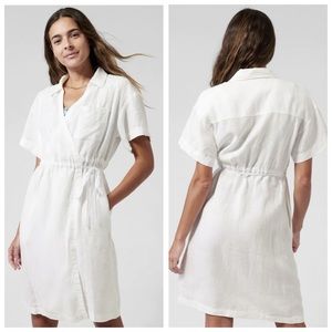 ATHLETA Playa Wrap Linen Dress Size 0 White Calla Lily NEW